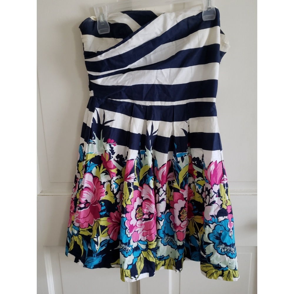 Striped & floral mini dress
